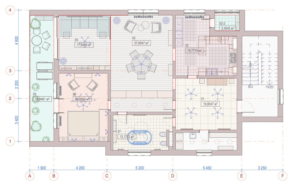 Планировка. Апартаменты для двоих в Доломитах, Италия.