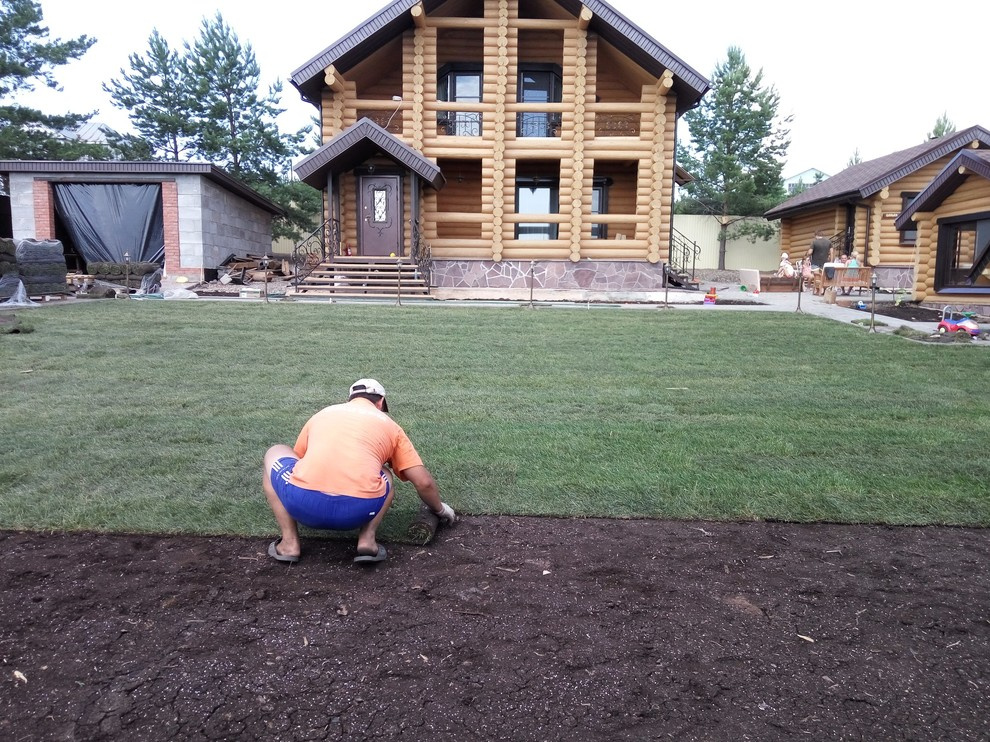 укладка рулонного газона