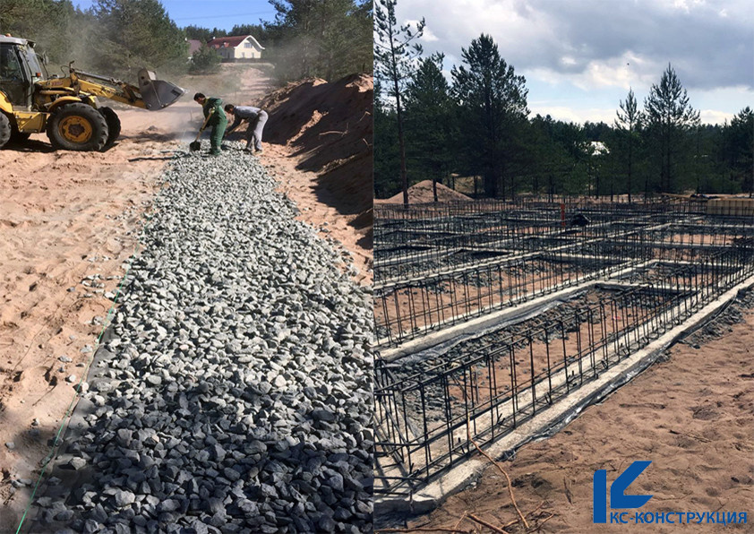 Мелкозаглубленный плитный железобентонный фундамент в Сосново