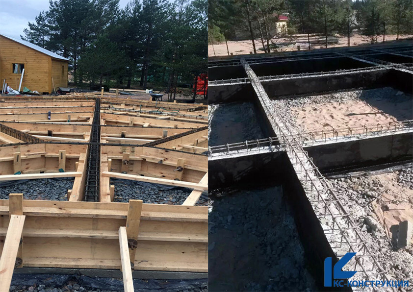 Мелкозаглубленный плитный железобентонный фундамент в Сосново