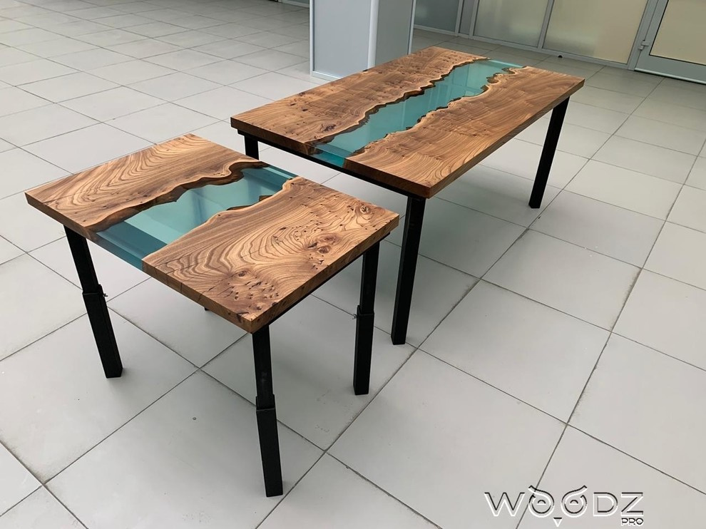 Столы с рекой морская волна из карагача
