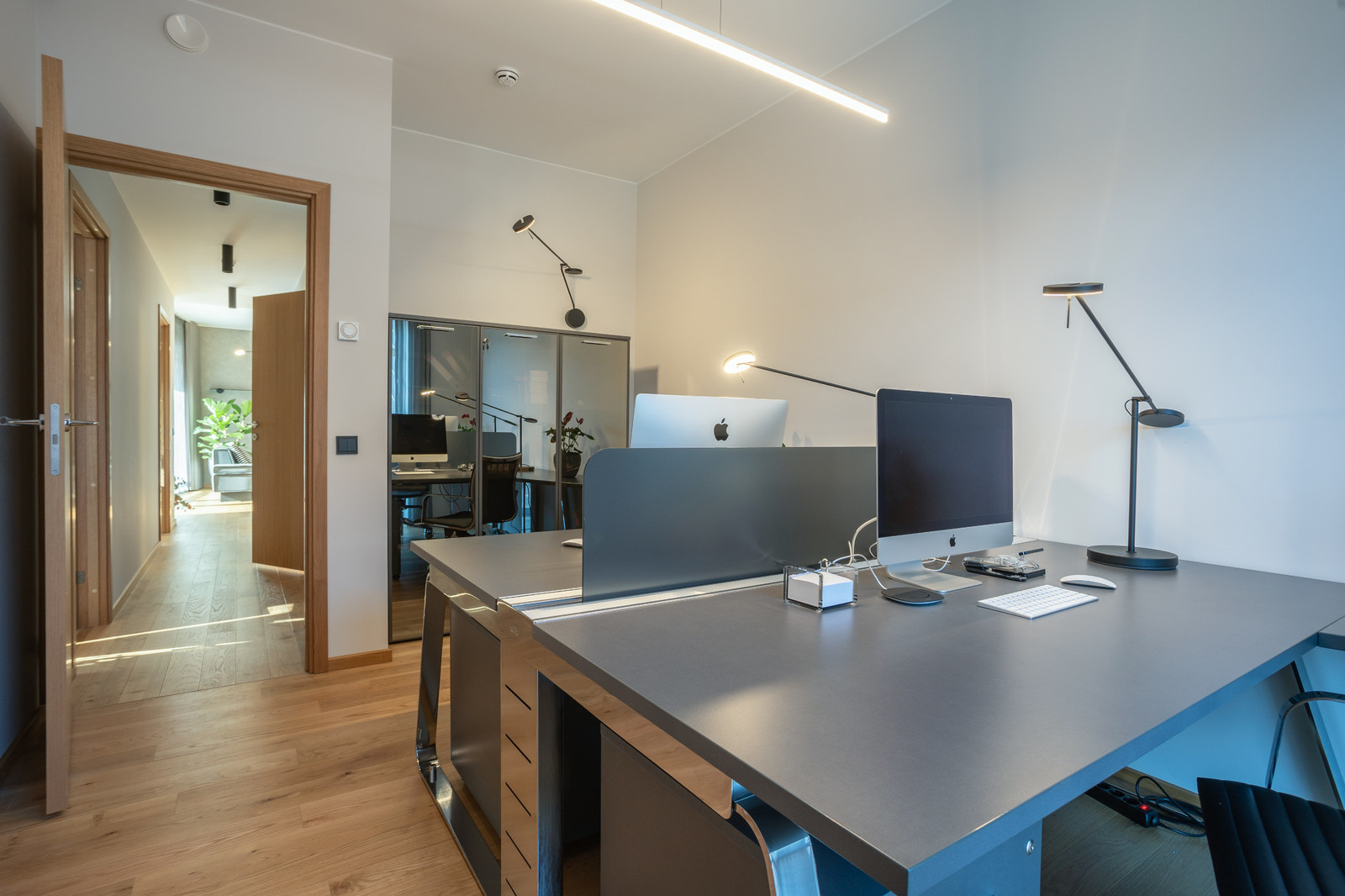 The modern office in the beautiful business city area.