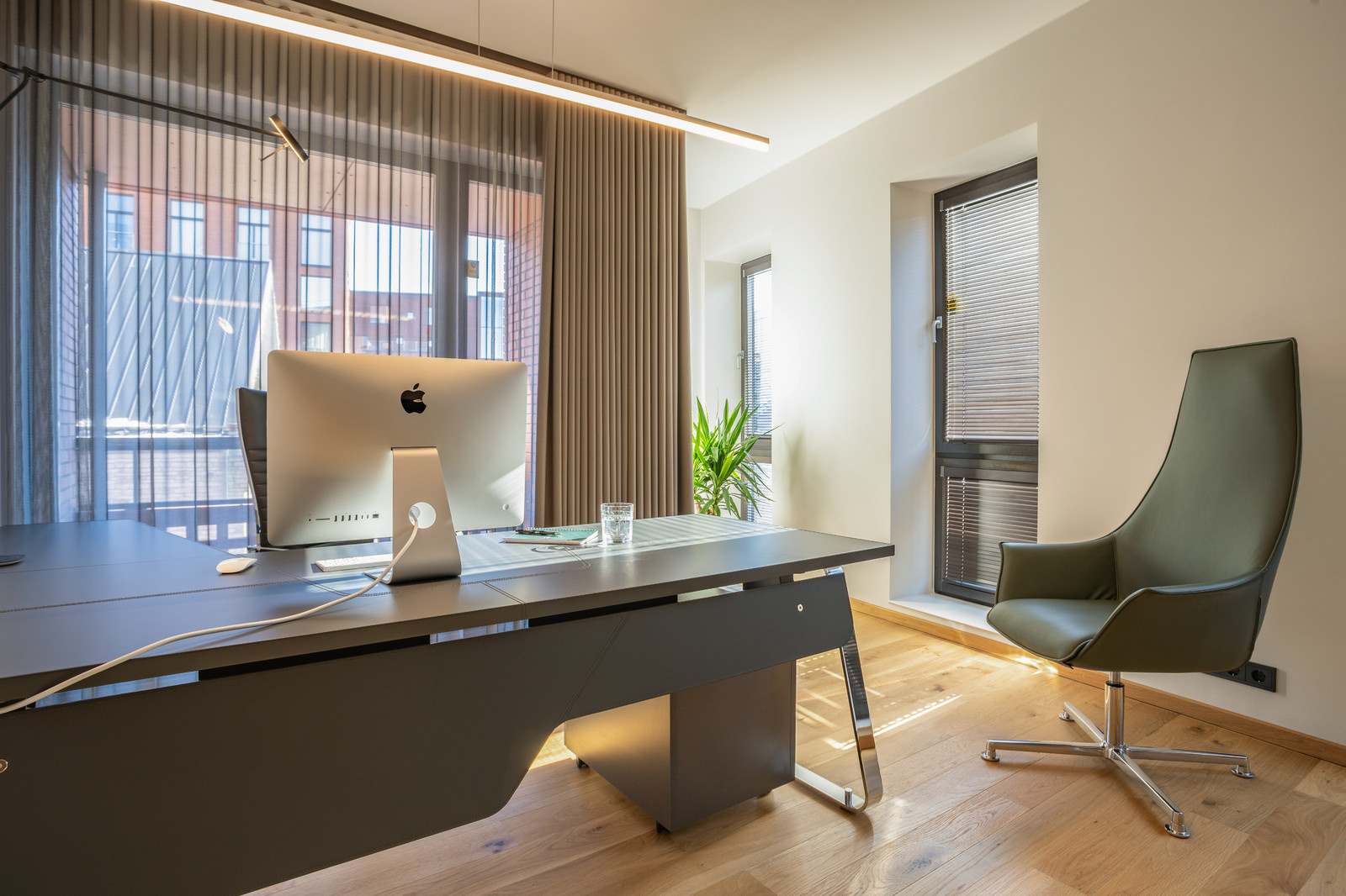 The modern office in the beautiful business city area.