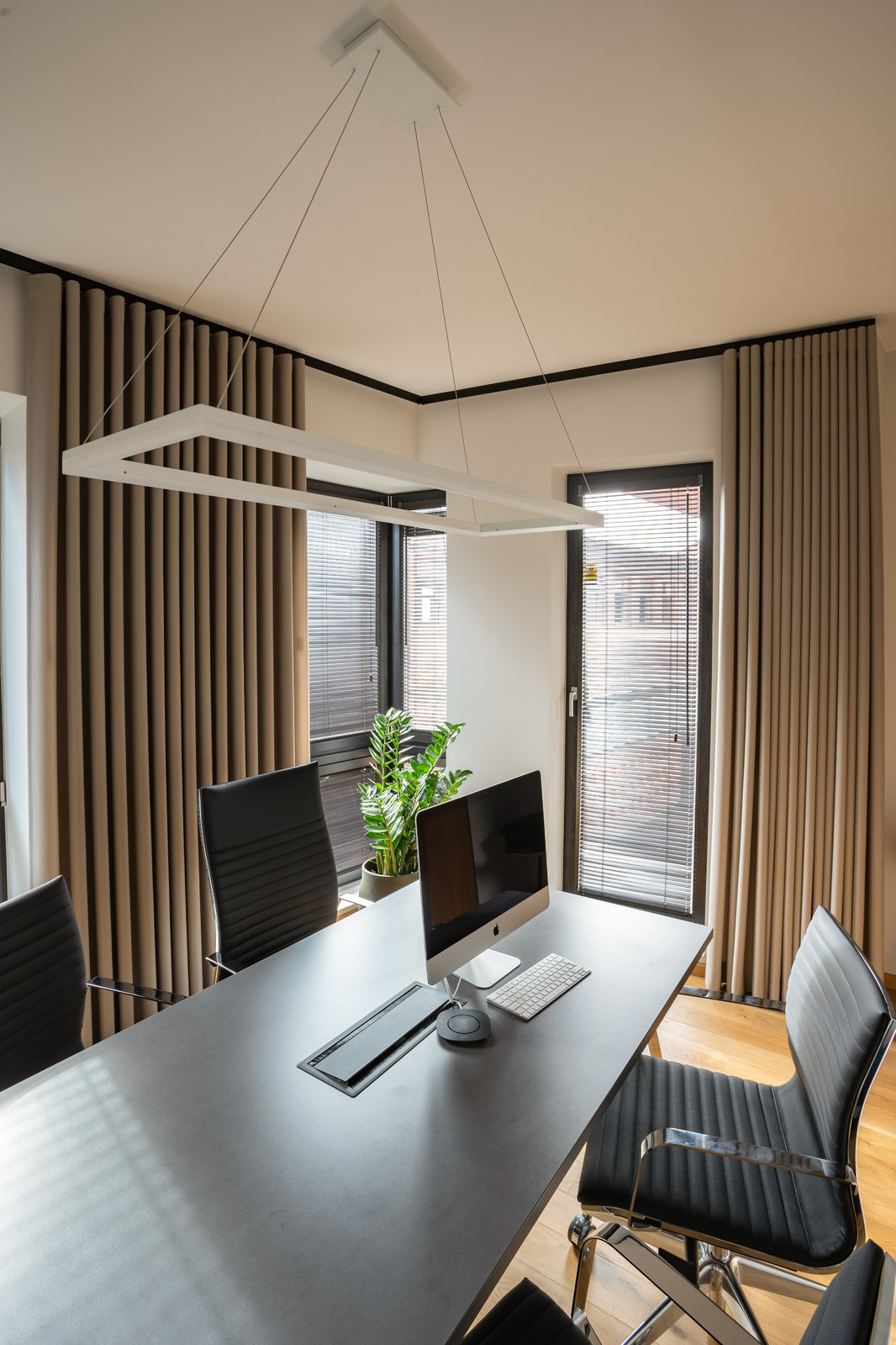 The modern office in the beautiful business city area.