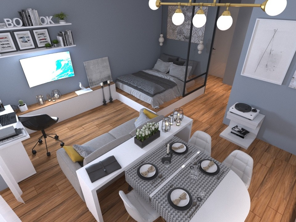 Квартира студия 34м2 Скандинвия