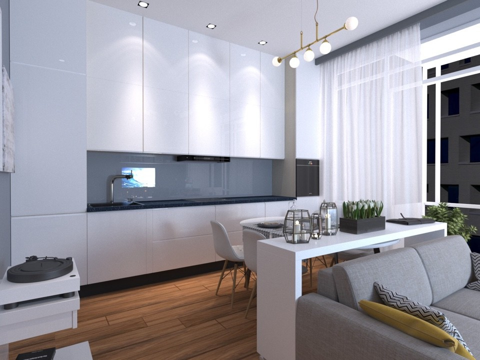 Квартира студия 34м2 Скандинвия