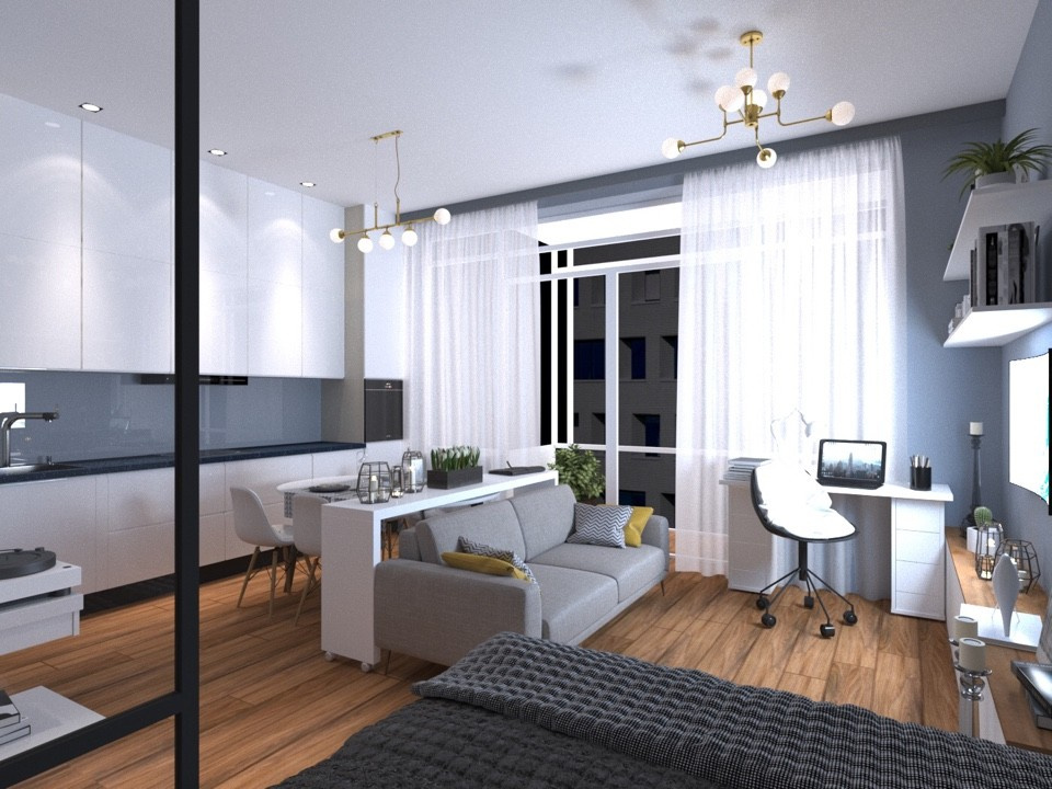 Квартира студия 34м2 Скандинвия