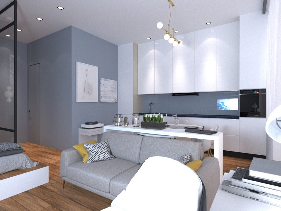 Квартира студия 34м2 Скандинвия