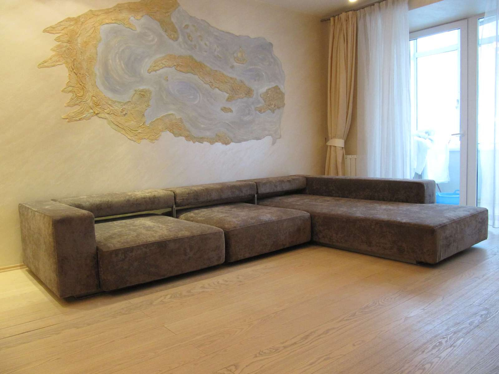 Перетяжка большого углового дивана