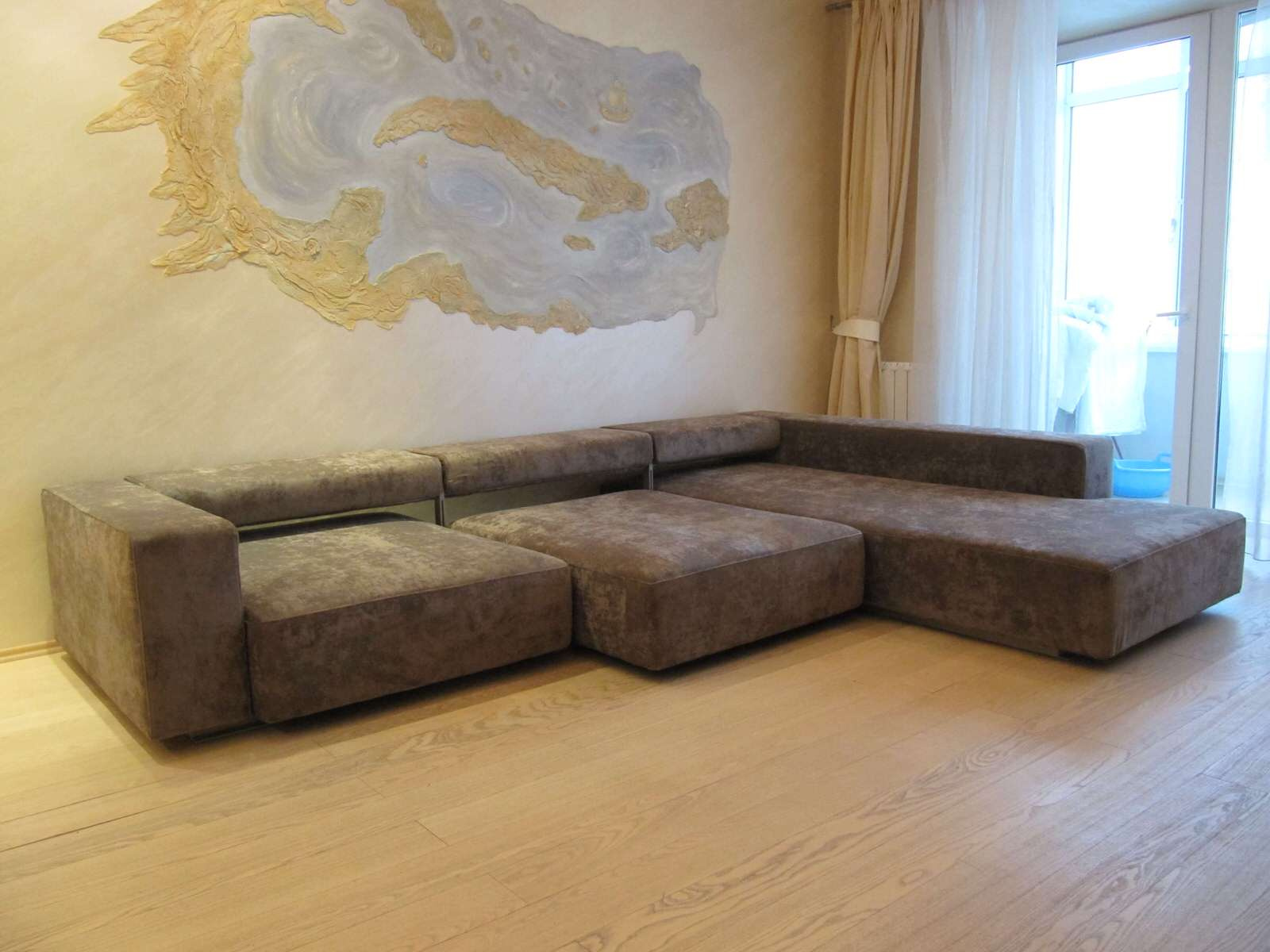 Перетяжка большого углового дивана