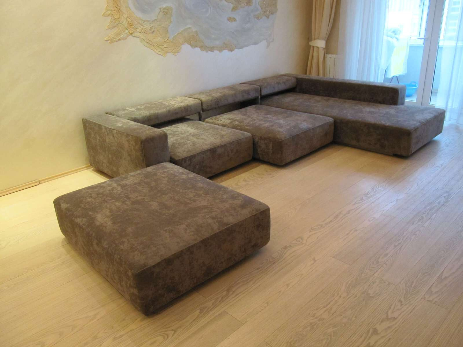 Перетяжка большого углового дивана