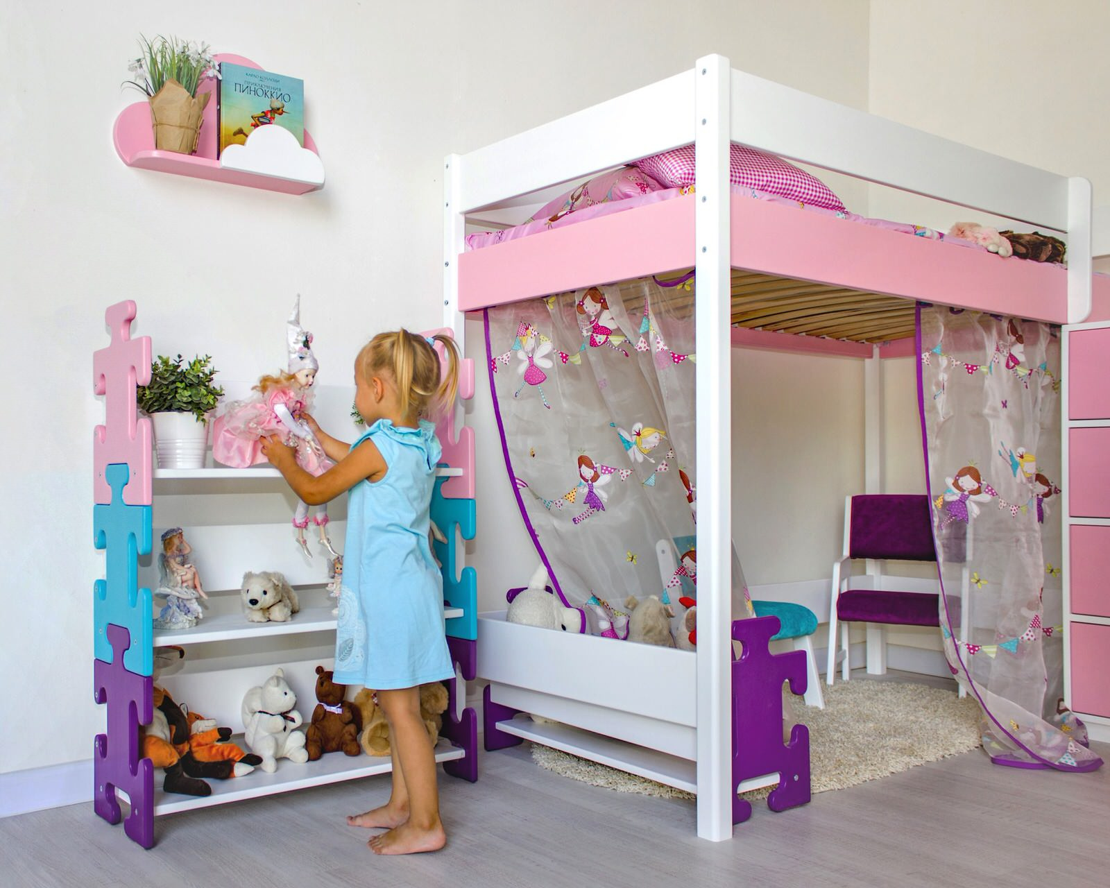 Кровать чердак Лориен с комодом