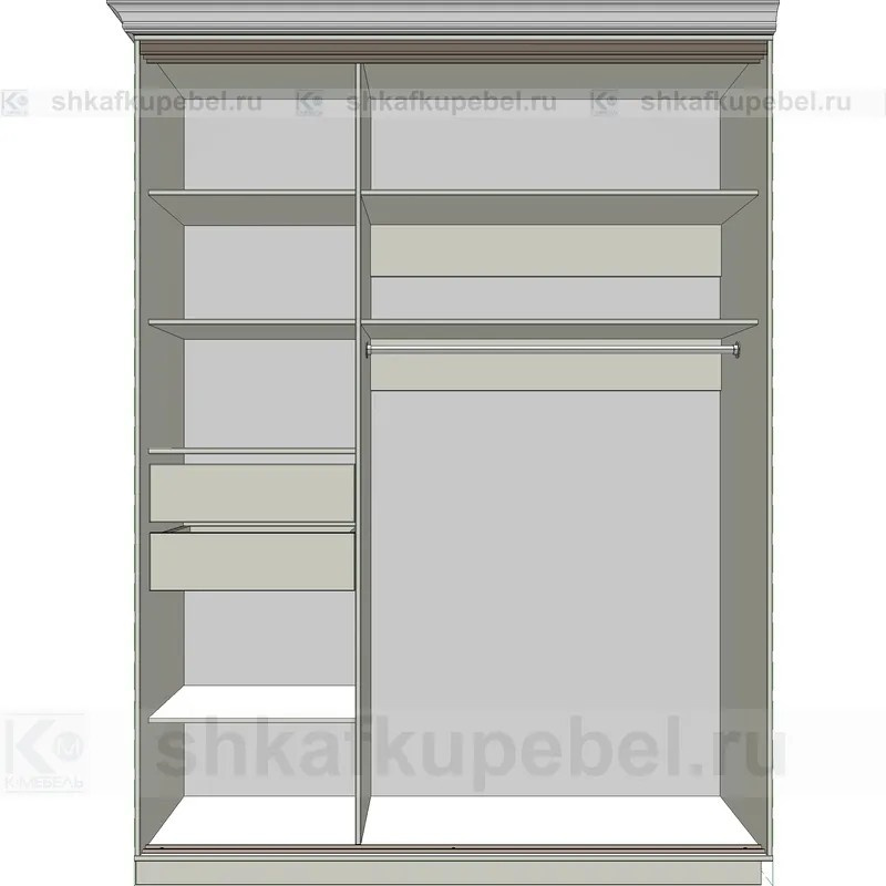 Белый шкаф с карнизом из массива