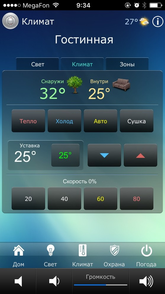 Умный дом. Управление климатом гостиной