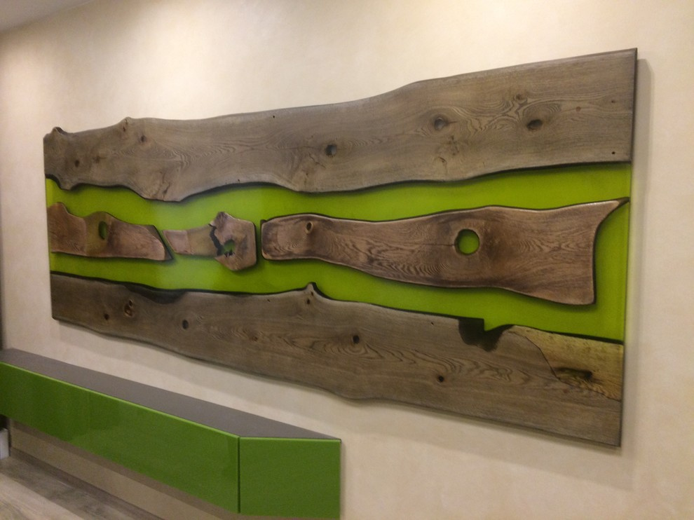 Панель из массива дуба с эпоксидной смолой