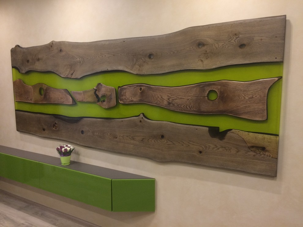 Панель из массива дуба с эпоксидной смолой