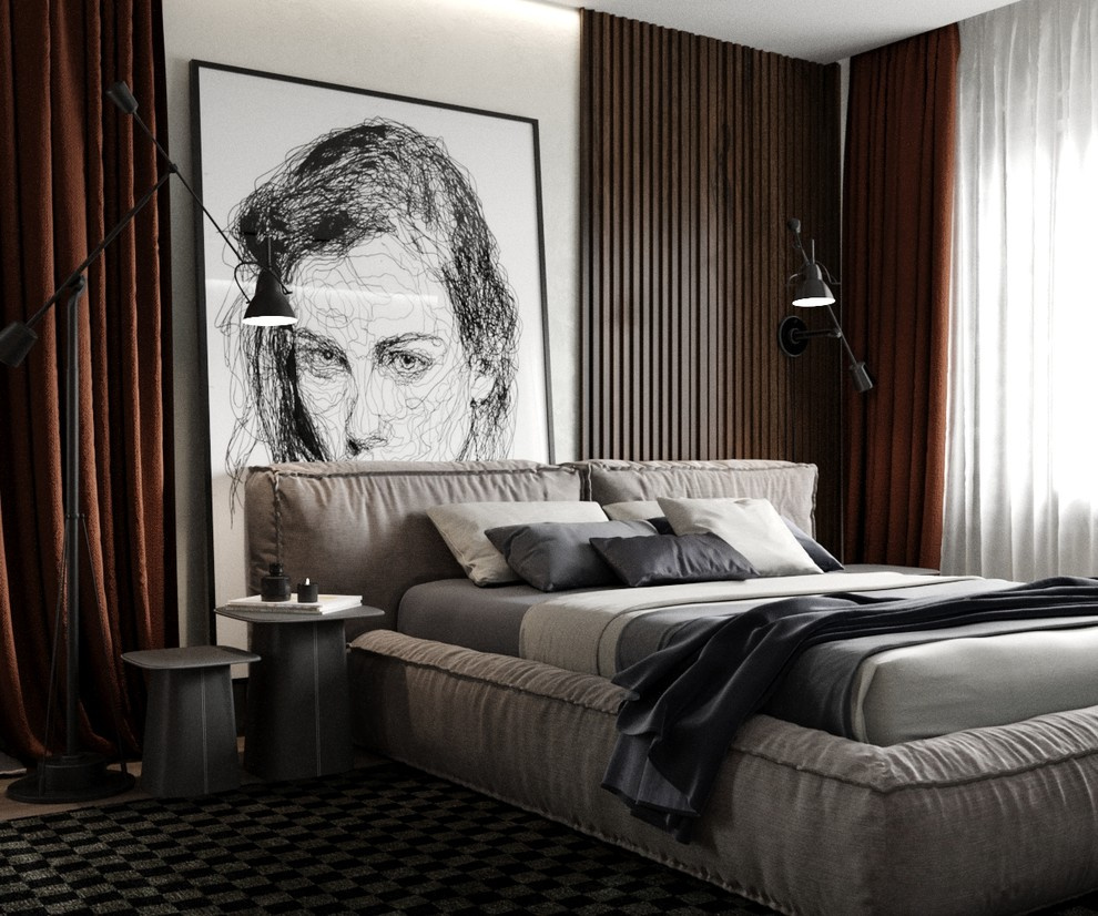 Спальня из проекта ЖК Новый для молодого мужчины.