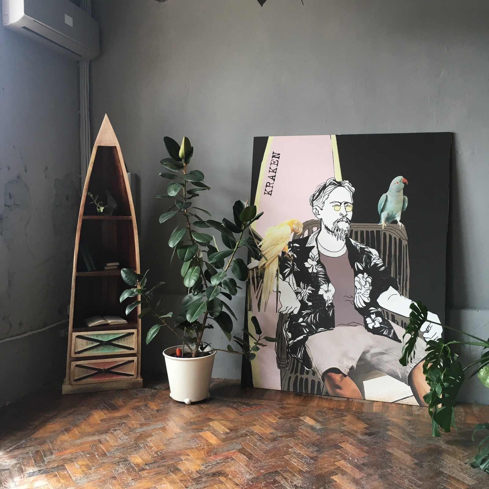 Стеллаж САГАР в стиле лофт из массива в виде лодки