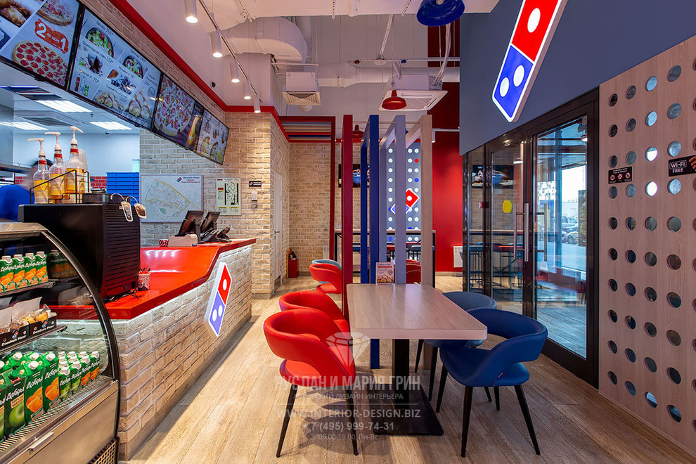 Дизайн интерьера пиццерии Domino’s Pizza