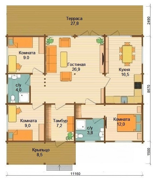 Дом из клеёного бруса для постоянного проживания "Базис 4"