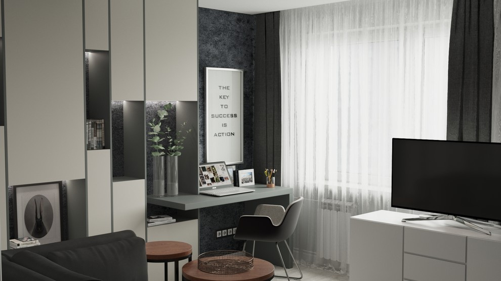 Однокомнатная квартира в холодных тонах