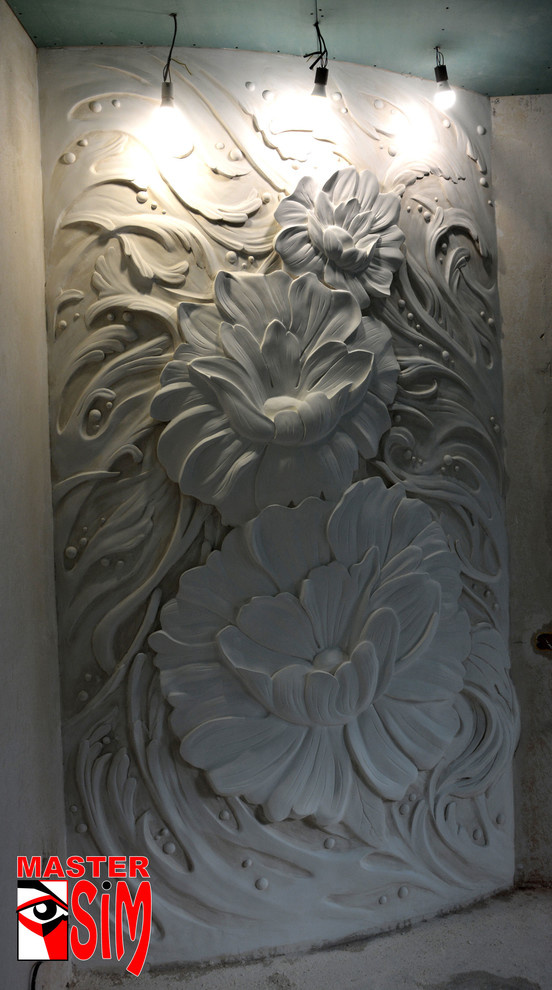 Барельеф цветы на стене в зале