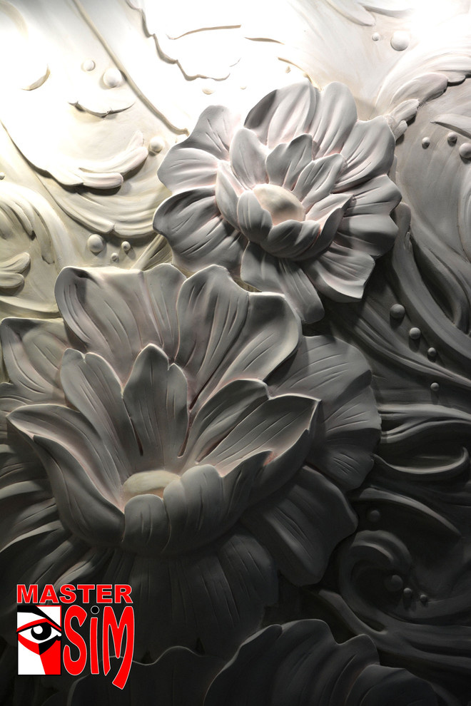 Барельеф цветы на стене в зале