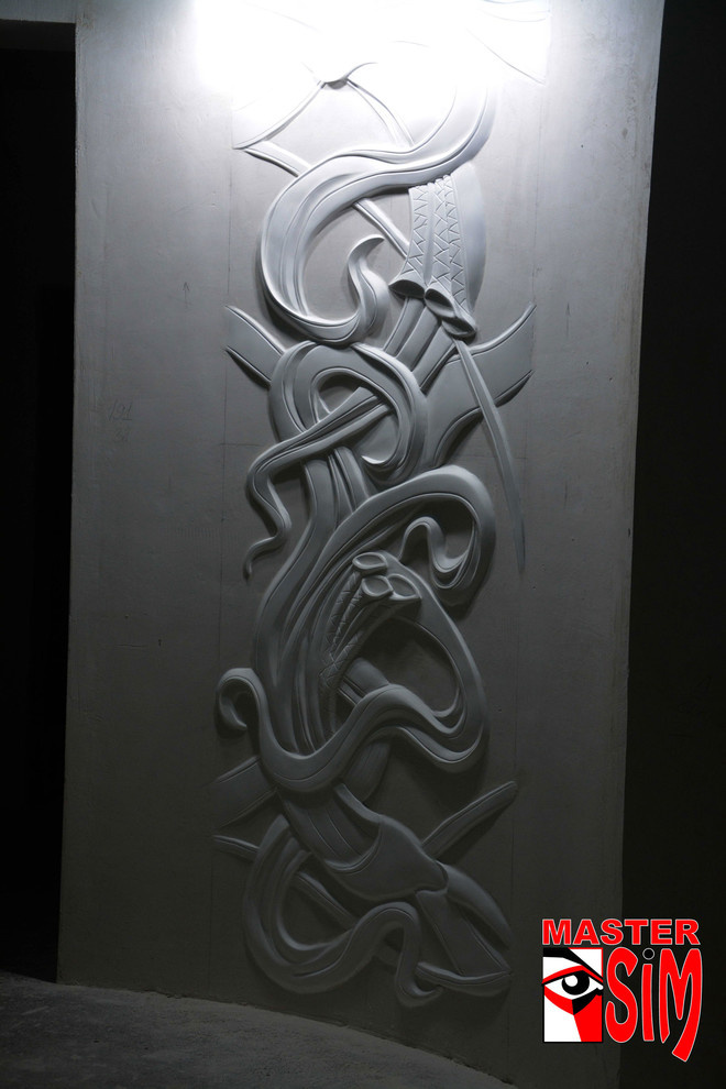 Барельеф орнамент на стене в холле