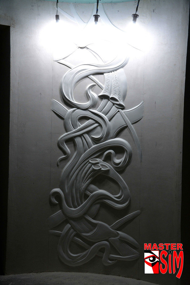 Барельеф орнамент на стене в холле