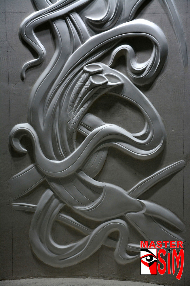 Барельеф орнамент на стене в холле