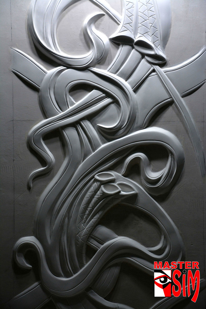 Барельеф орнамент на стене в холле