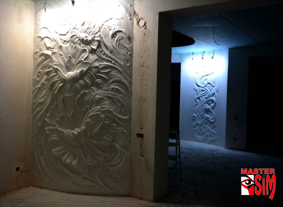 Барельеф орнамент на стене в холле