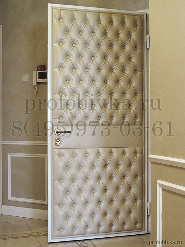 Обивка двери каретной стяжкой по индивидуальному заказу