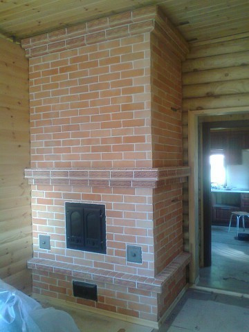 Каминопечь. Отделка клинкерной плиткой