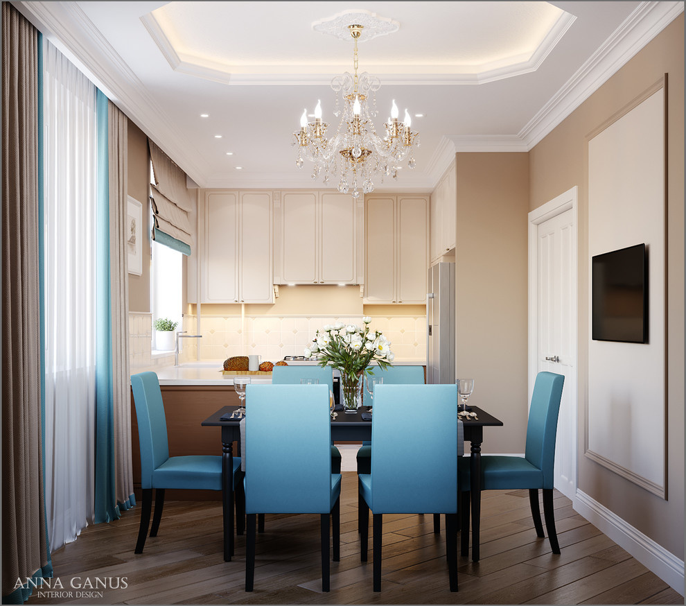 Кухня и гостиная в коттедже