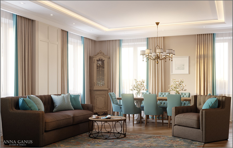 Кухня и гостиная в коттедже