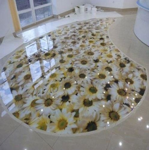 3д полы с ромашками