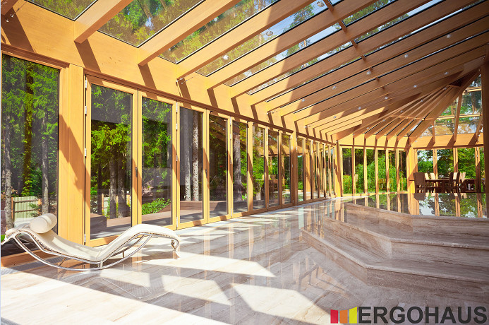 Зимний сад на базе дерево-алюминиевых систем Solarlux от Ergohaus