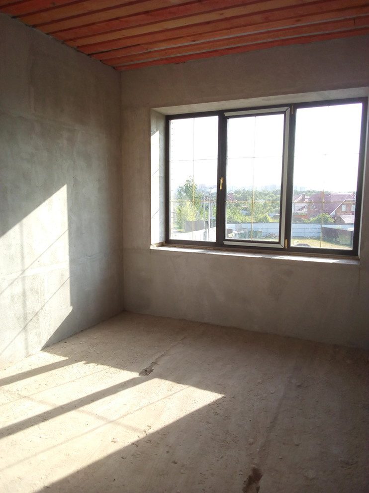 Штукатурка стен по горизонтальным,гипсовым маякам в Коттедже