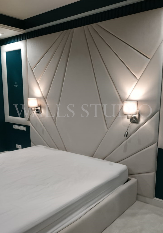 Кровать, мягкие стеновые панели и зеркала на заказ