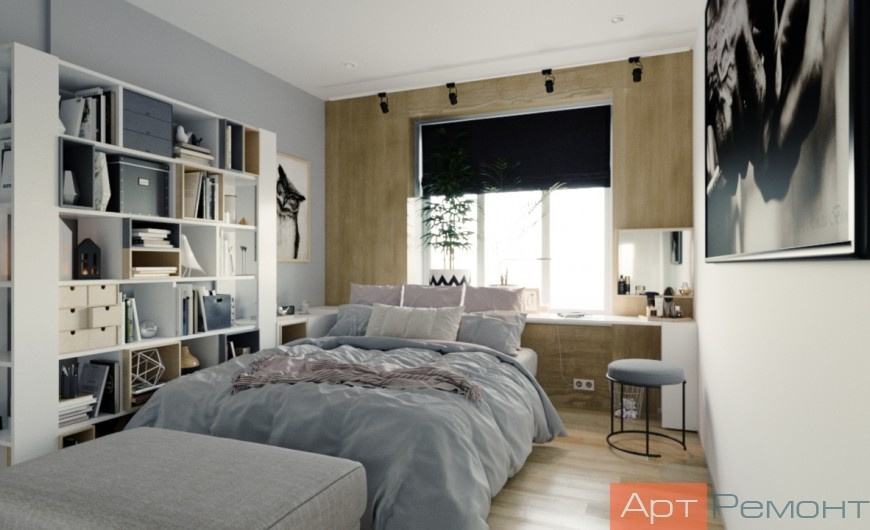 Спальня. Дизайн и ремонт трехкомнатной квартиры м. Рассказовка