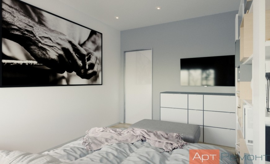 Спальня. Дизайн и ремонт трехкомнатной квартиры м. Рассказовка