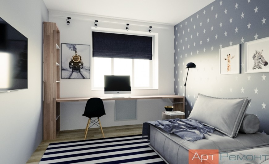 Детская. Дизайн и ремонт трехкомнатной квартиры м. Рассказовка