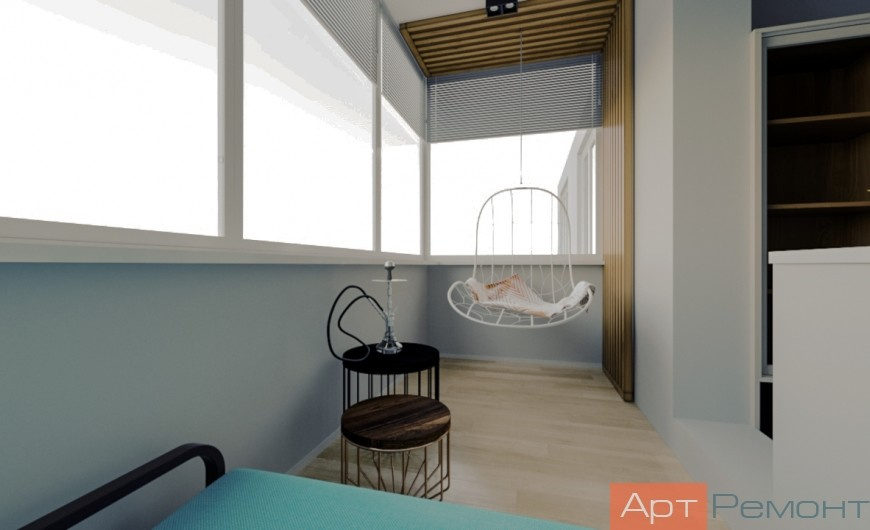 Лоджия. Дизайн и ремонт трехкомнатной квартиры м. Рассказовка