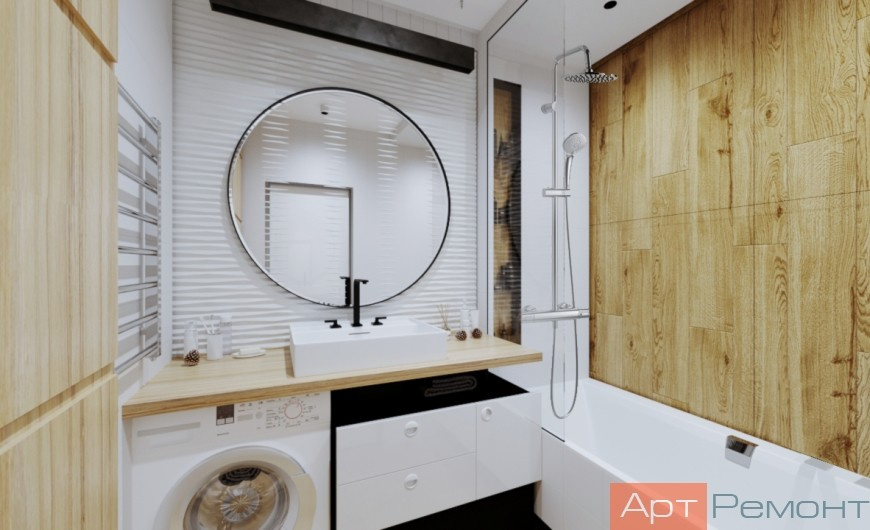 Ванная. Дизайн и ремонт трехкомнатной квартиры м. Рассказовка