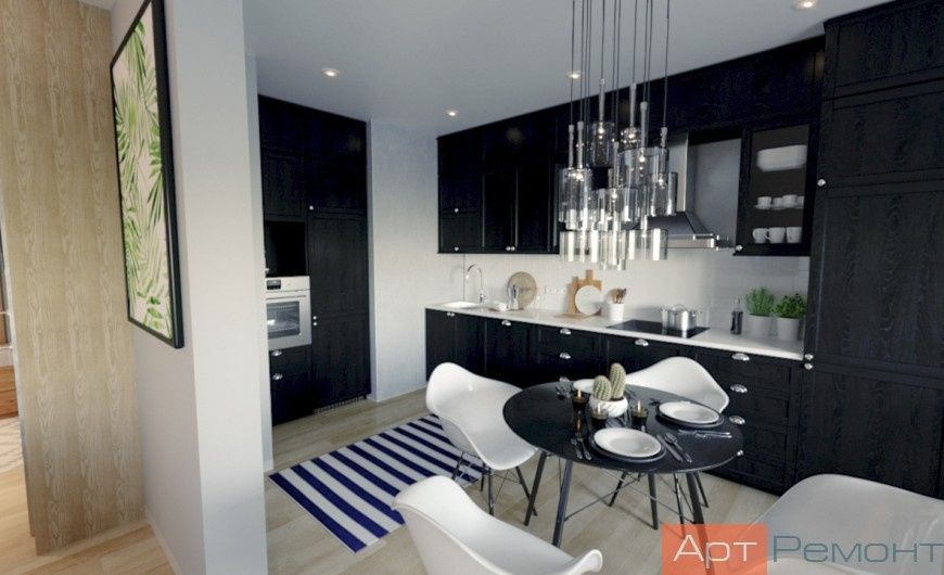 Кухня. Дизайн и ремонт трехкомнатной квартиры м. Рассказовка
