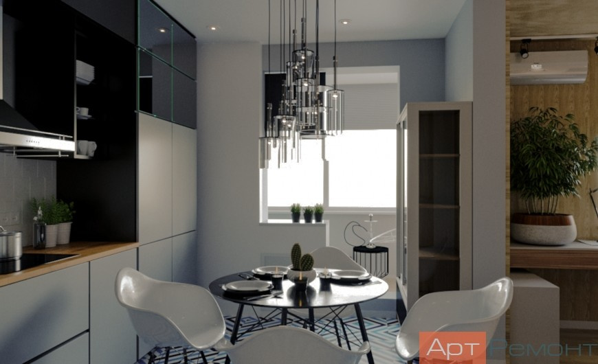 Кухня. Дизайн и ремонт трехкомнатной квартиры м. Рассказовка