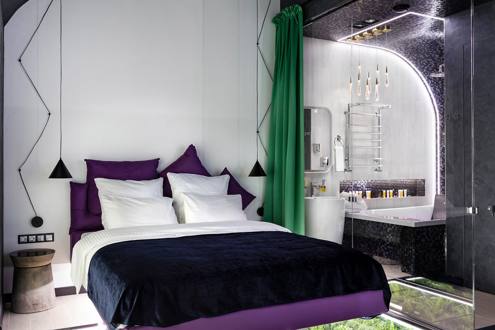 Studio with a soaring bed over grass-plot /Студия с парящей кроватью и лужайкой