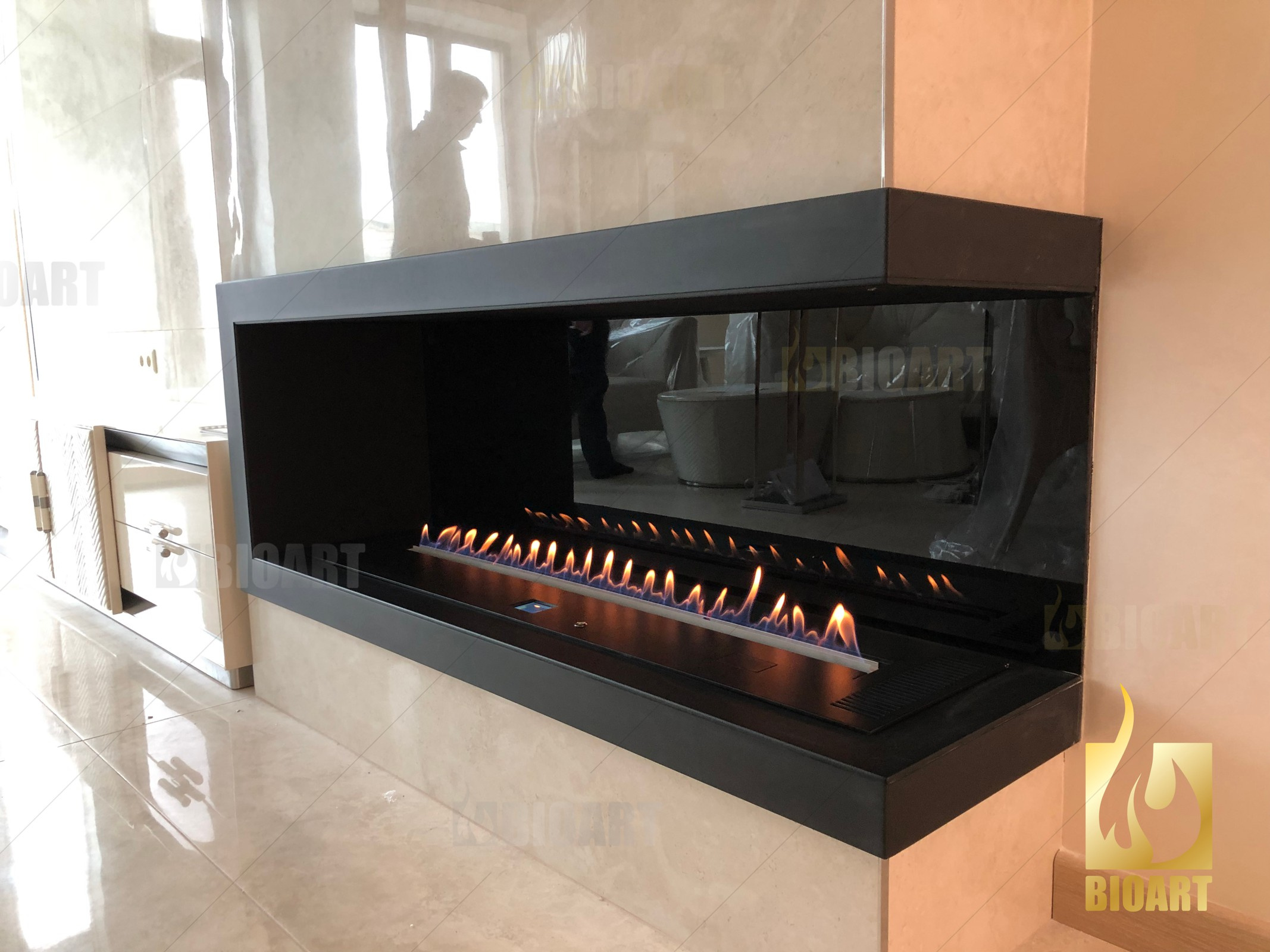 Автоматический биокамин Smart A3 с защитным очагом Родос