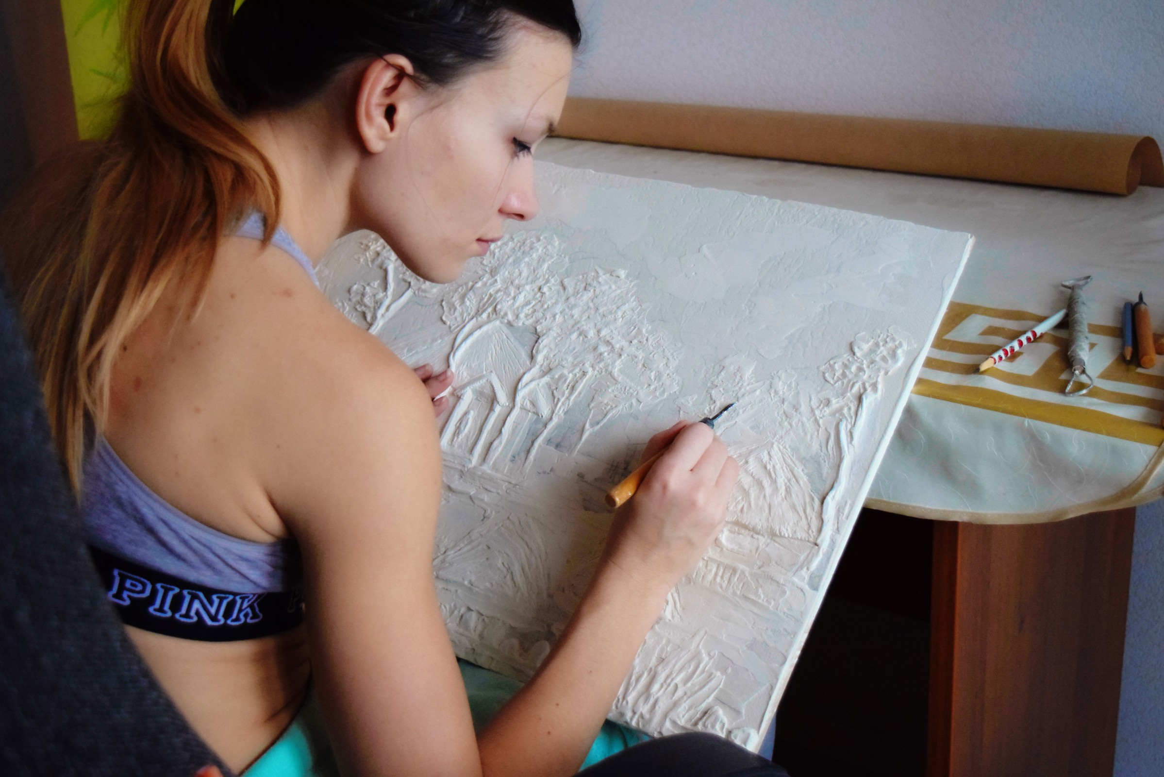 Рельефная картина Домик в деревне